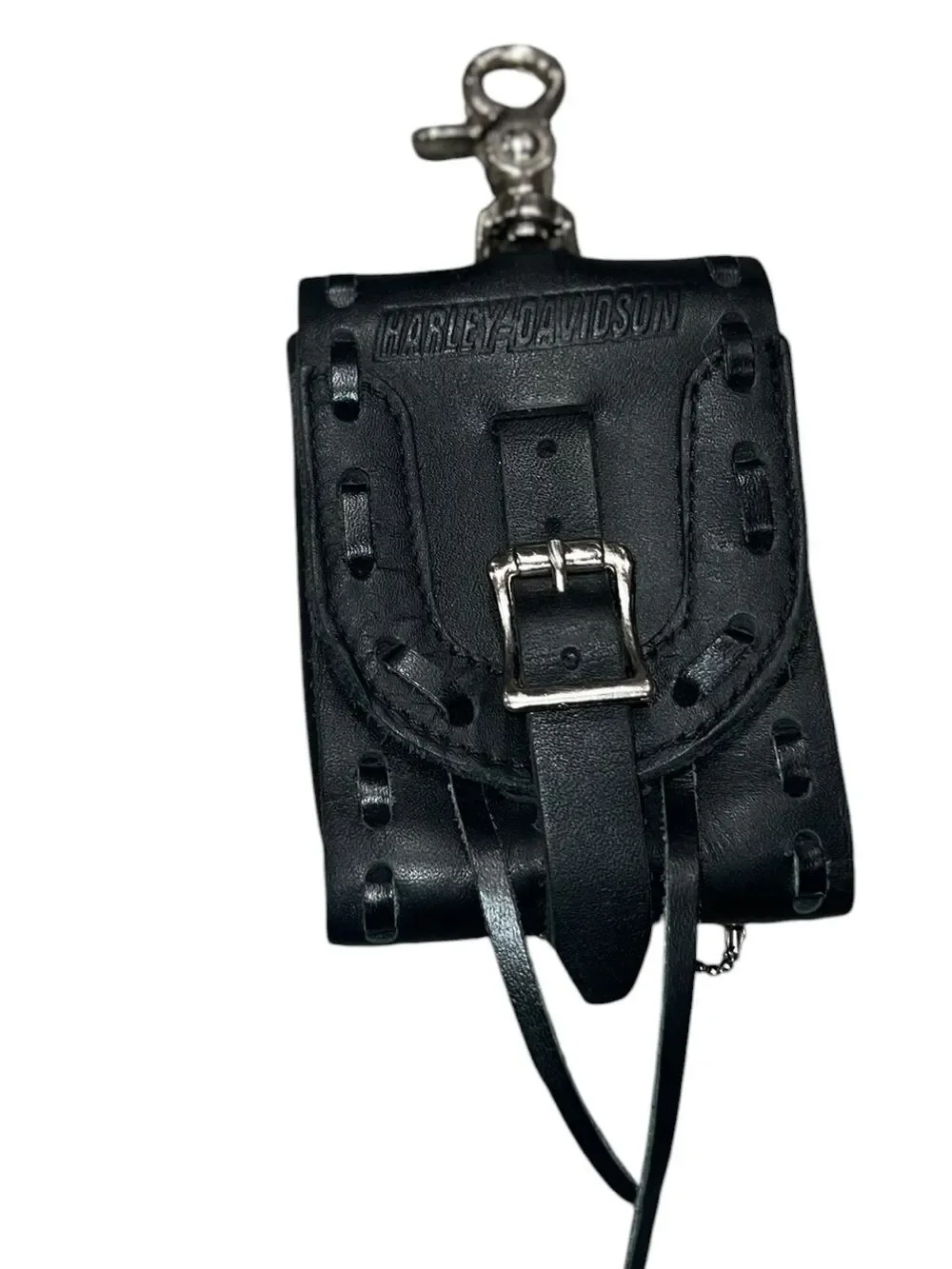 Harley-Davidson Black Leather Belt Clip Pouch Key Holder Biker Accessory